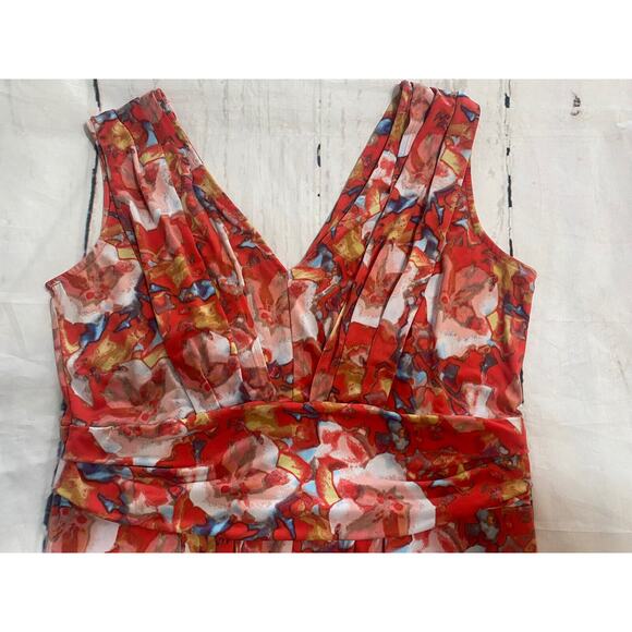 Vera Wang‎ Dress Womens Medium Multi Color V Neck Sleeveless Dress (c) - Picture 3 of 7